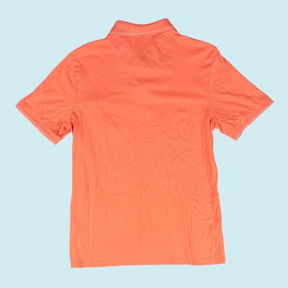 TED BAKER LONDON Polo Men's Size 3 Medium Coral Tortilla Pocket Birdseye Stripe - Picture 2 of 9